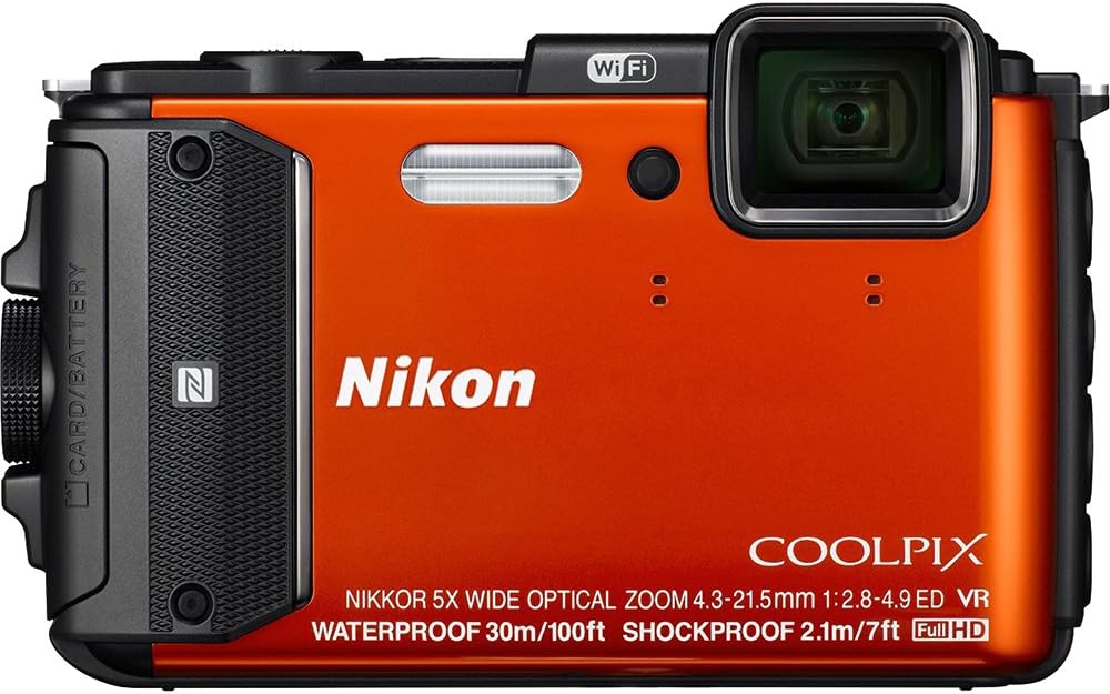 Nikon Coolpix AW130 16MP Waterproof Shockproof Digital Camera (Orange) (Renewed)