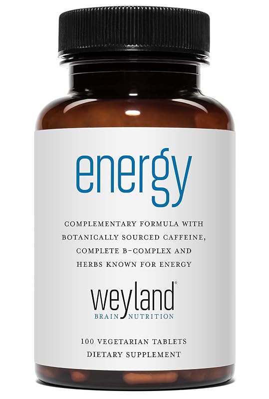 Weyland Brain Nutrition – Suplemento para energia com complexo B, cafeína de extrato de guaraná e extratos vegetais, 200 mg por porção, 100 comprimidos
