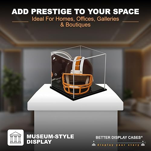 Vista 637 de Better Display Cases Versátil vitrina de acrílico transparente - Caja rectangular grande con base blanca 18" x 12" x 3" (BK09)