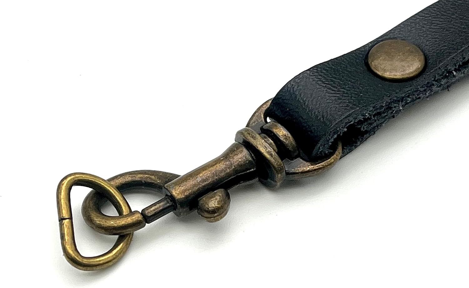 Genuine Leather wristlet strap Wrist straps Handle with lobster clasp and D ring for key fob replacement 7" / 18cm Black CF80D