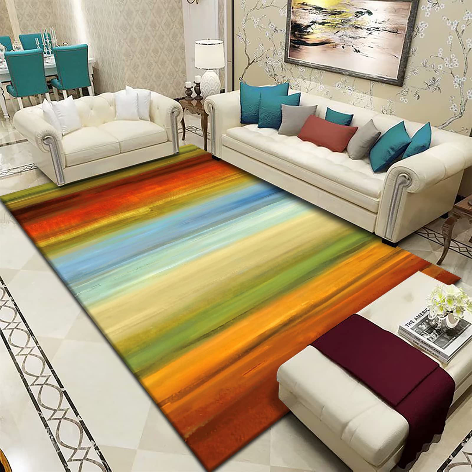 Tapis shaggy moderne abstrait anti-glisse pour éviter les chutes dans le salon