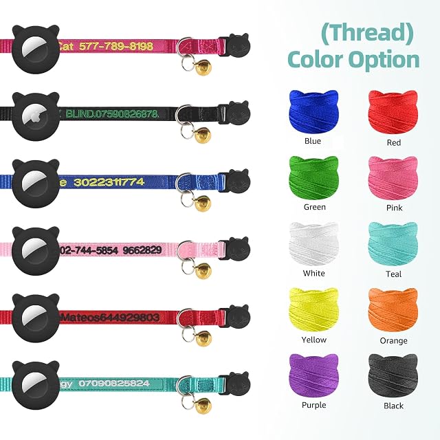 Foto 6 de 6 de AirTag - Collar de nailon personalizado con funda impermeable para Airtag y campana, collar de identificación…