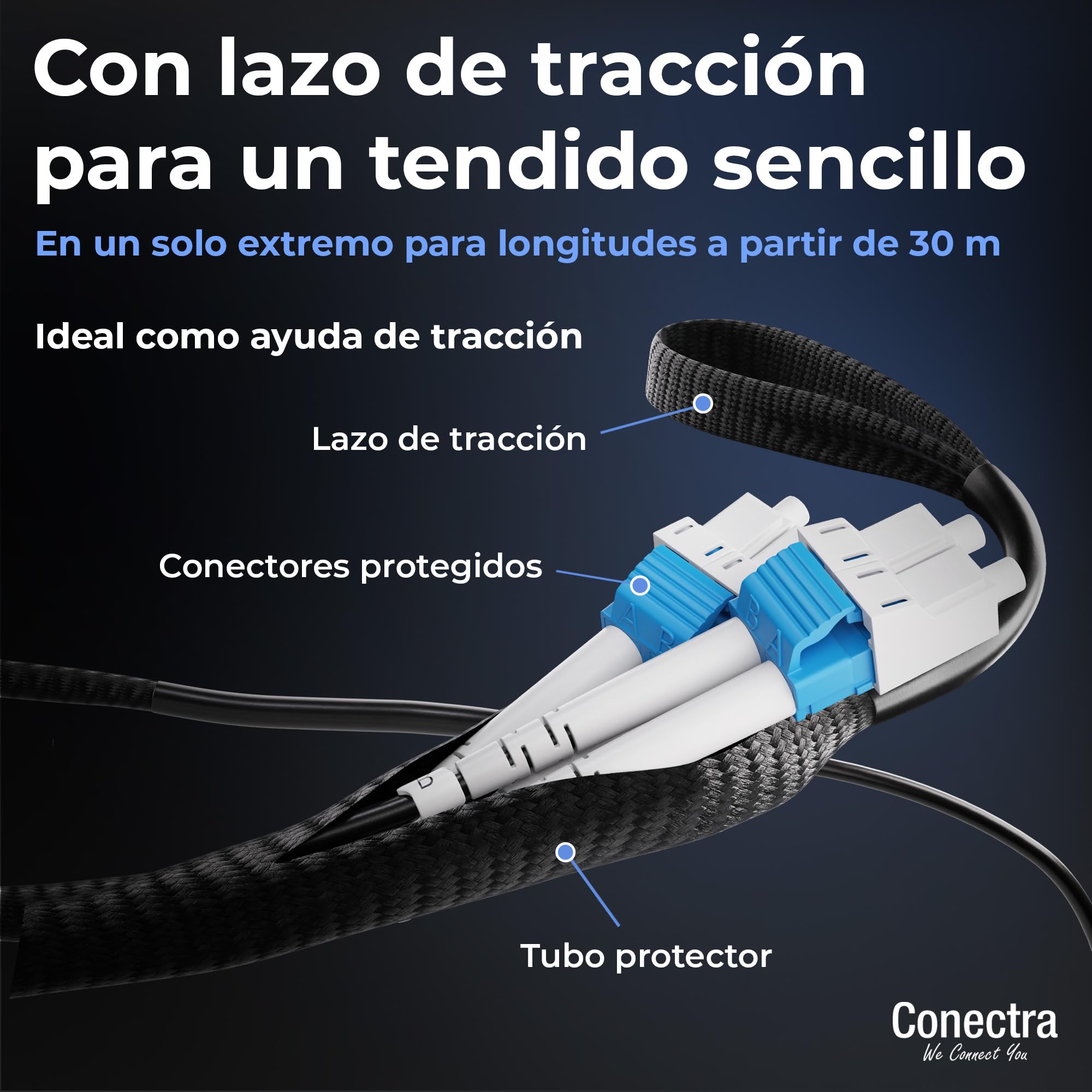 40m Cable de Fibra Óptica Blindado 4 Fibras OS2 LC/UPC ⌀4mm | Monomodo 9/125µm G.657.A2, Latiguillo Prolongador Patch, Breakout sin Empalmes, Interior/Exterior, Negro, LSZH
