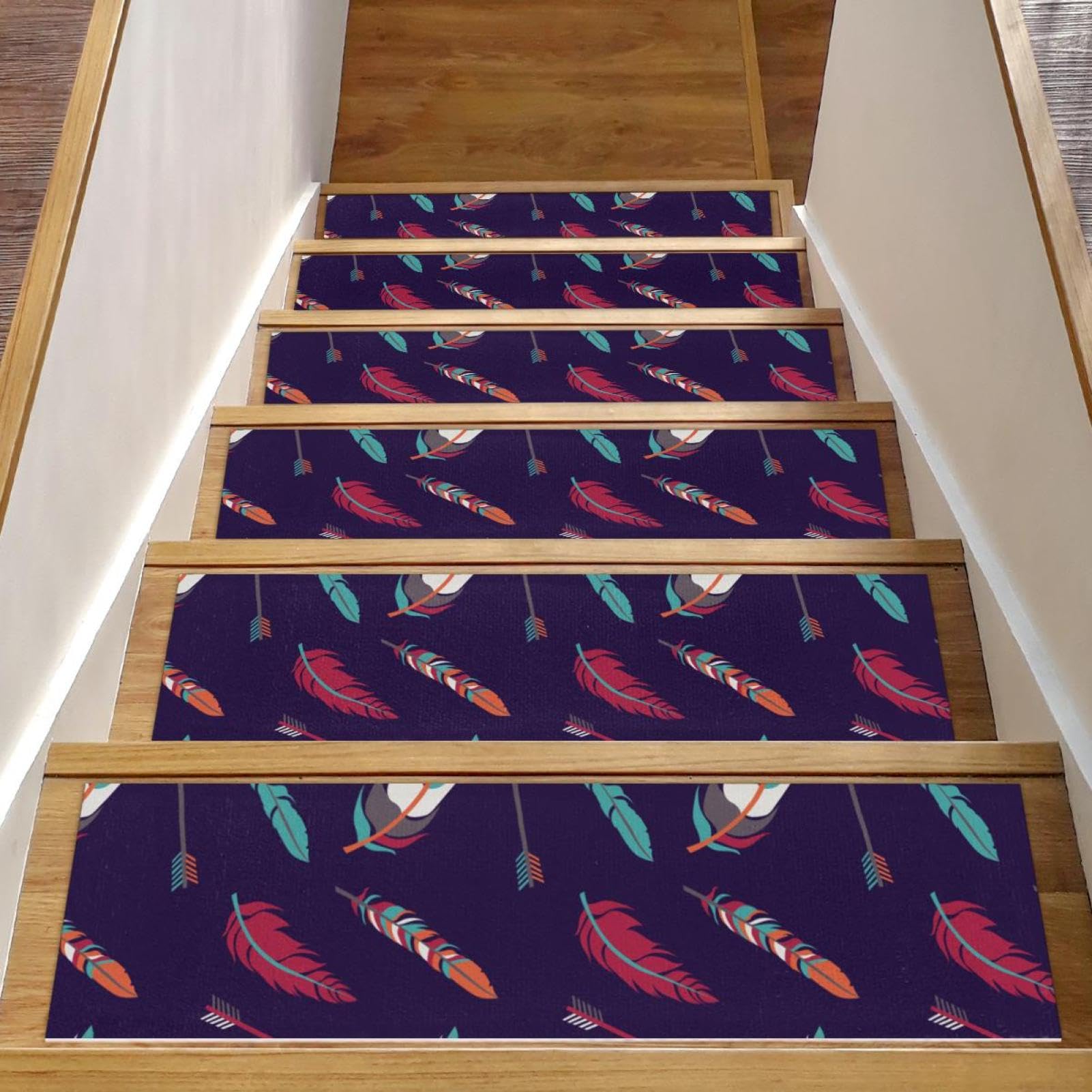 Alfombra de escaleras para evitar resbalones con diseño bohemio