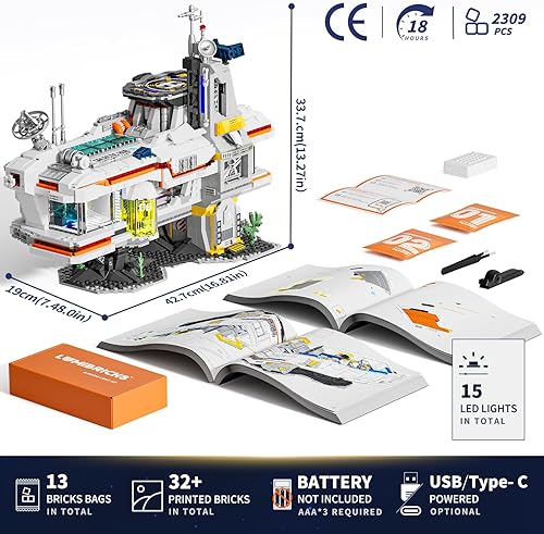 Miniatura 6 de Space Bounty Hub - Juego de ladrillos de construcción de iluminación  Future Alien Cyberpunk Style Modular Collection Kit de exhibición con