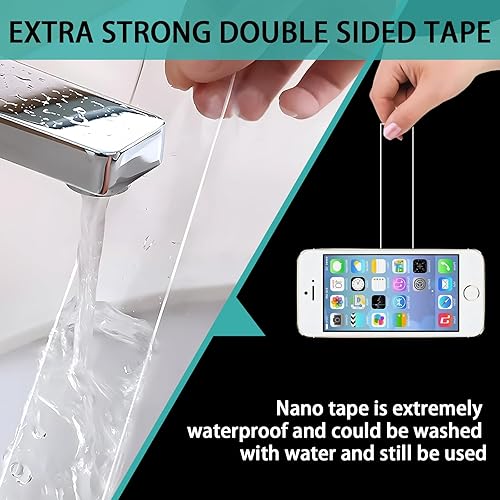 Miniatura 7 de HSTECH Cinta adhesiva acrílica resistente (1 pulgada y 10 pies), cinta adhesiva adhesiva adhesiva transparente extraíble fuerte de dos caras para