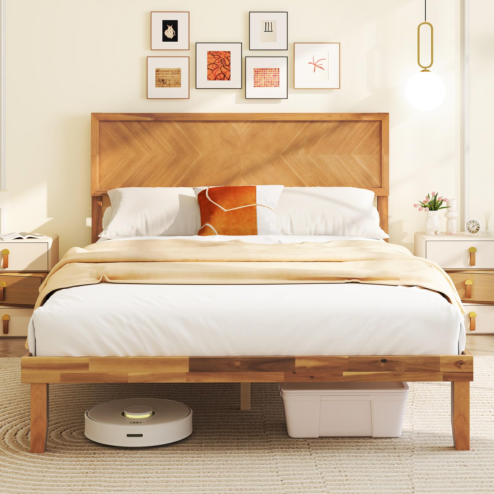 Amazon.com: Giantex Wood Full Size Bed Frame with Headboard, Solid