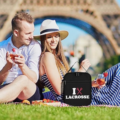 Miniatura 8 de I Love Lacrosse - Bolsa de almuerzo aislada con palos para mujeres y hombres, reutilizable, bolsa de mano para el trabajo y viajes