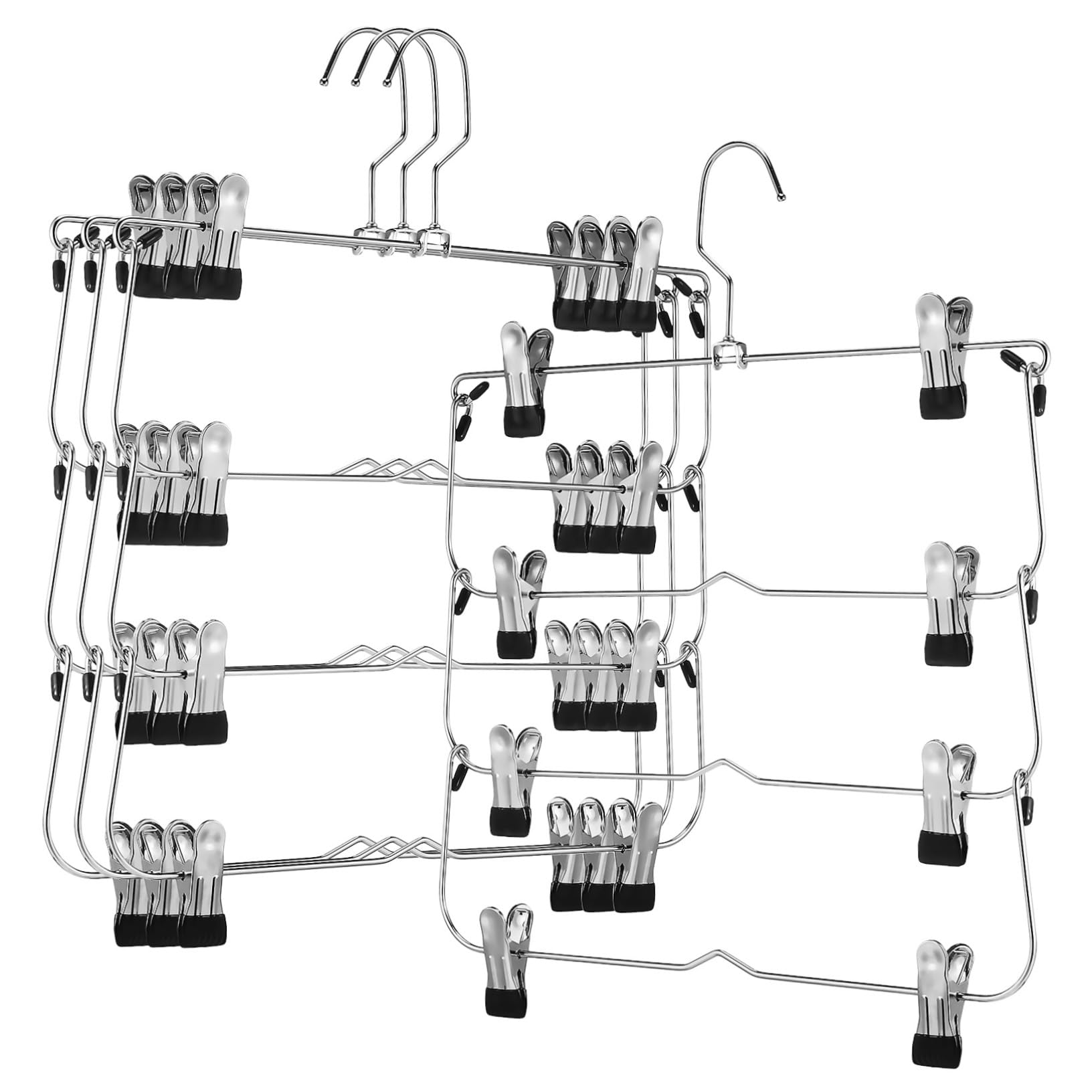 Hohopeti Grucce per Gonne con Clip Multistrato Grucce per Pantaloni in Metallo Salvaspazio Organizzatori per Armadi Resistenti