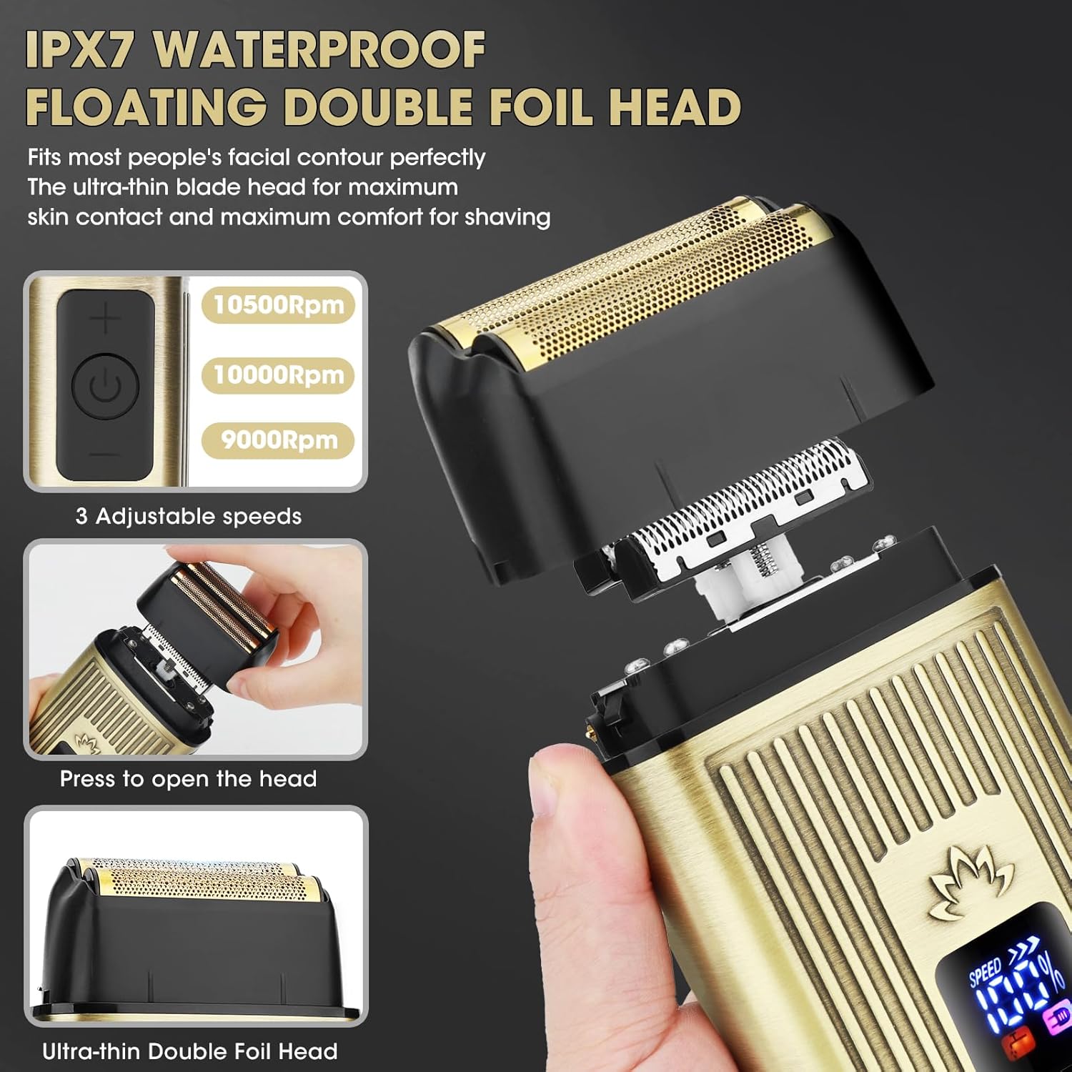 Professional Hair Clippers for Men, Cordless Beard Trimmer, Nose & Ear Hair Trimmer, Electric Shavers Barber Kit with LED Display, Hair Cutting Kit with Case, for Barber, Mens Gift - Image 5