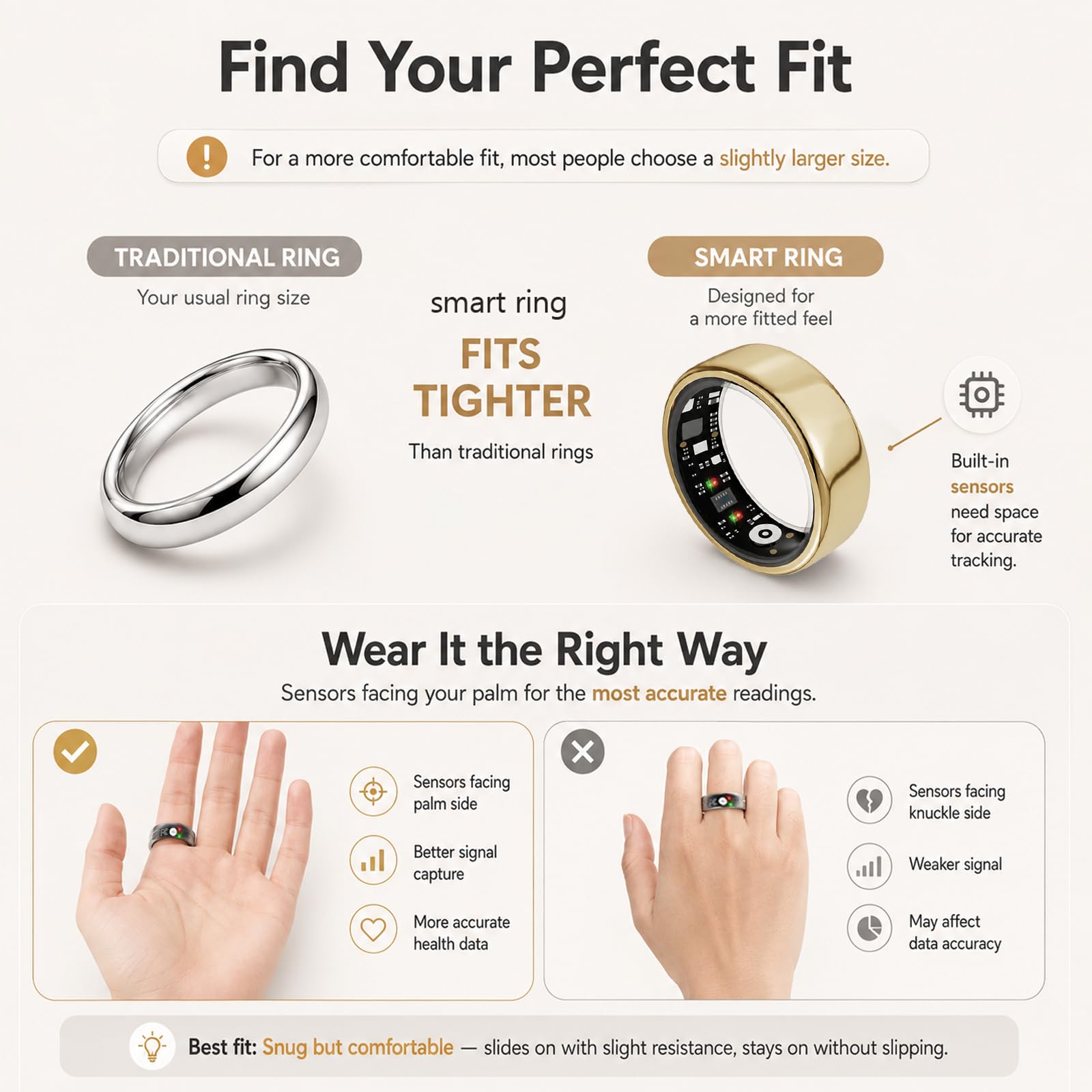 findtime Bague intelligente pour homme et femme
