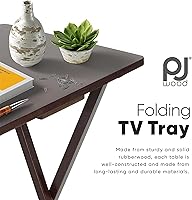 Vista 33 de PJ Wood Mesa rectangular plegable portátil para servir aperitivos, construcción de madera maciza con acabado natural (juego de 4 piezas)