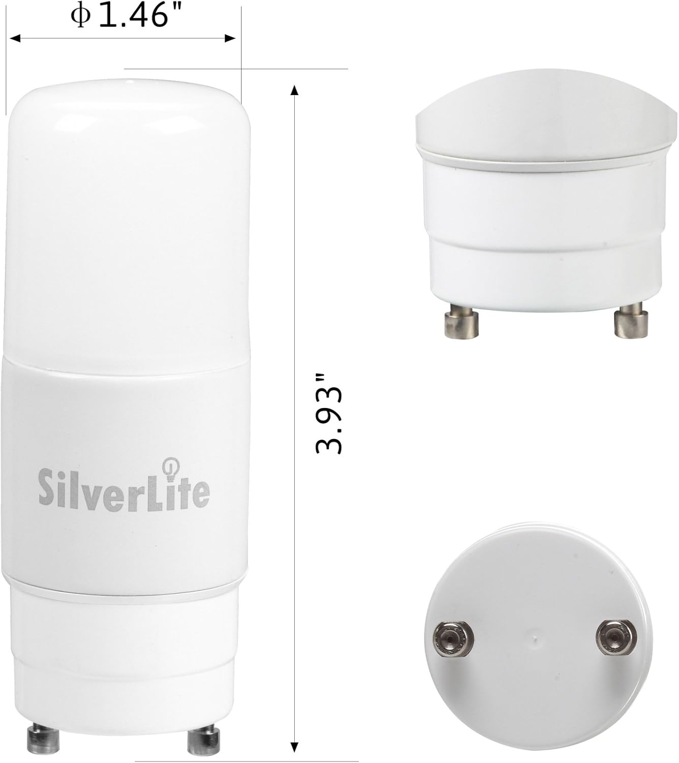Silverlite 5w(13w CFL Equivalent) LED Stick PL Bulb GU24 Base, 500LM, Warm White(3000k), 120-277 Voltage, UL Listed, 10 Pack