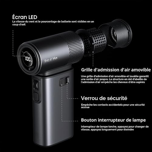 JISULIFE Ventilateur Portatif Ultra2 9000mAh Max 25H, 3 en 1, 100 Vitesse - 8