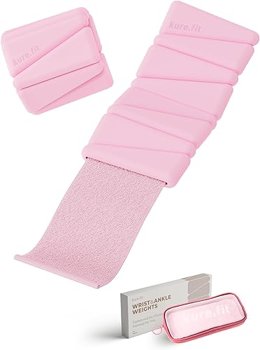 kure.fit Juego de pesas ajustables para muñeca y tobillo, pares de 1 libra, versátiles para yoga, caminar, correr, barras, pilates, cardio y