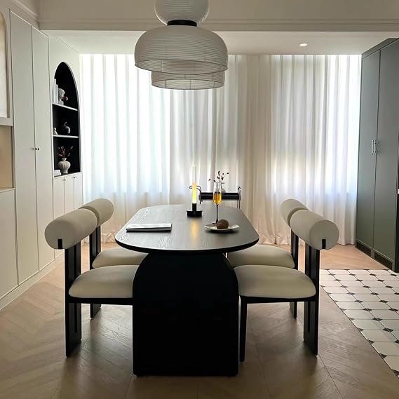 Oval Solid Wood Dining Table, Mid Century Modern Kitchen Table for Dining Room, Large Dining Tables for 4,6,8,Without Chairs(47.2 L x 23.6 W x 29.5 H, Black)
