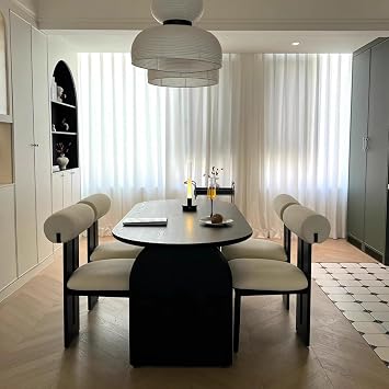 Oval Solid Wood Dining Table, Mid Century Modern Kitchen Table for Dining Room, Large Dining Tables for 4,6,8,Without Chairs(47.2 L x 23.6 W x 29.5 H, Black)