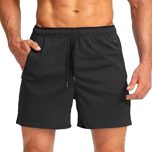 Gym Shorts Men Casual Beach Pants Quick Dry Lightweight Workout Athletic Running Shorts Training with Zip Pockets