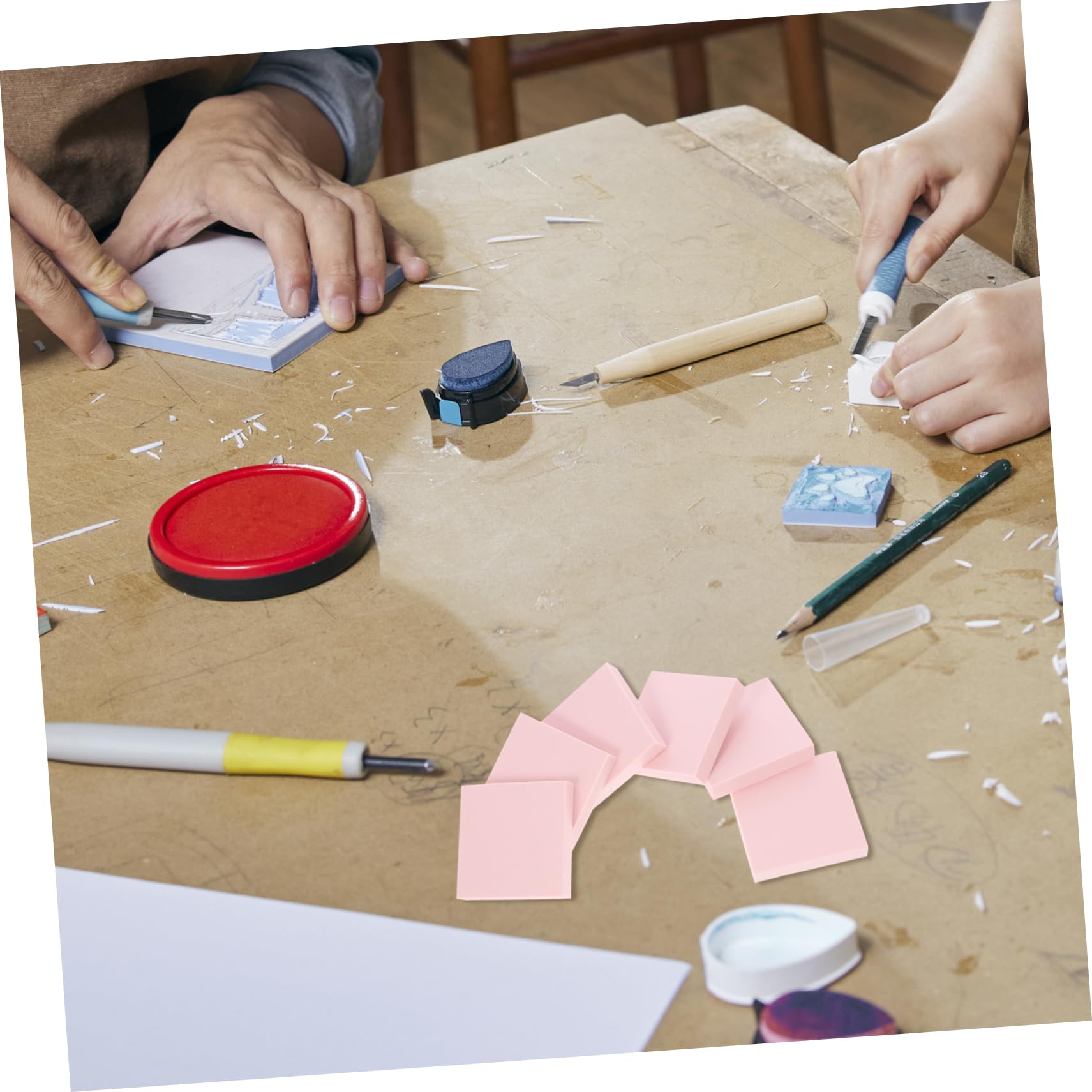 HAWILLOSCH Engraved Rubber Stamps Set 24pcs Rubber Blocks DIY Carving Stamps Kit for Home School Projects