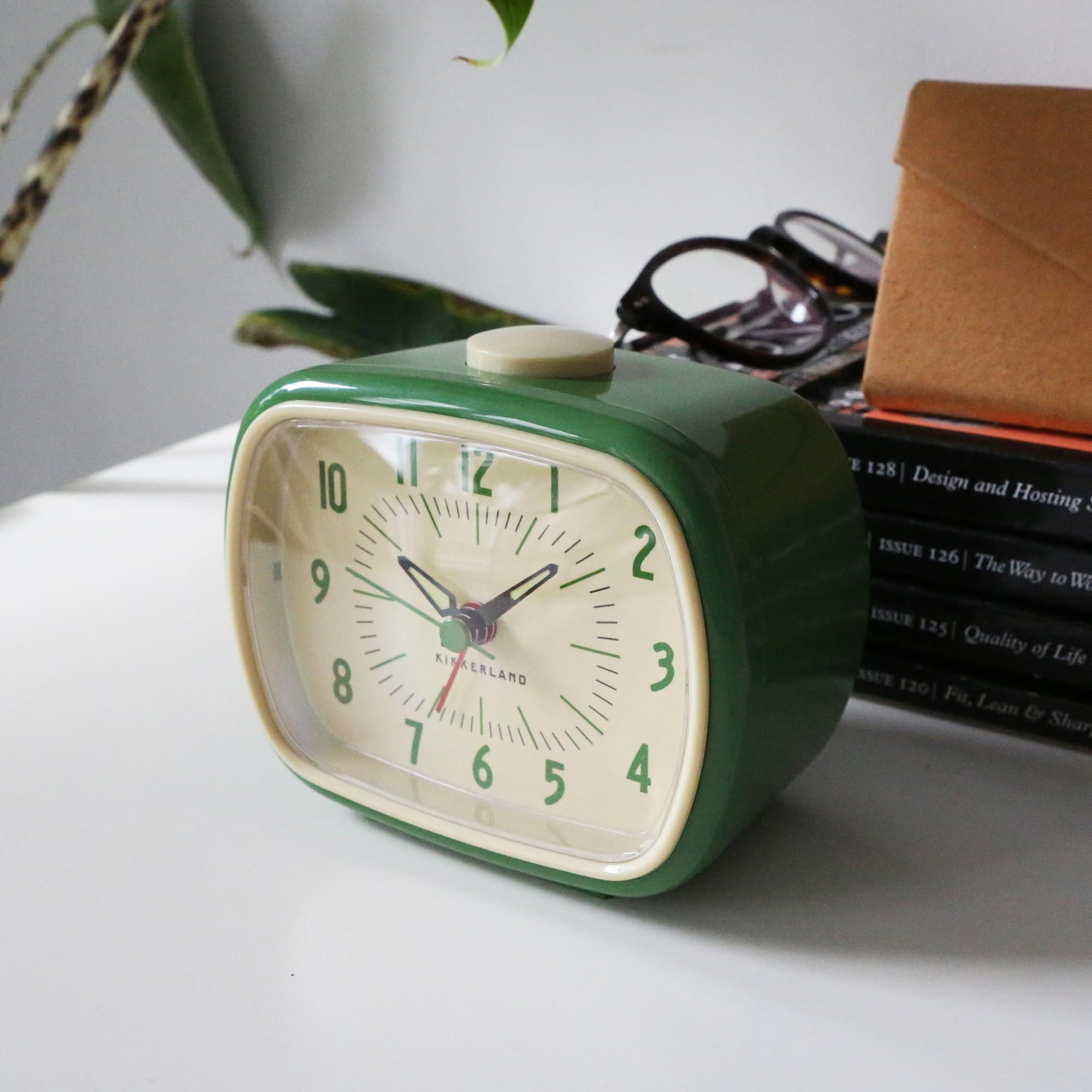 Kikkerland Retro Alarm Clock – Vintage Decor for Bedroom, Nightstand, Living Room, or Office – Battery Operated, Decorative Analog Clock, Green: Green Retro