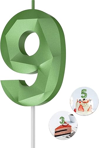 Miniatura 205 de Velas de cumpleaños con número (4 velas rojas) 3D con forma de diamante número Happy Birthday Cake Velas para fiesta de cumpleaños, boda, decoración