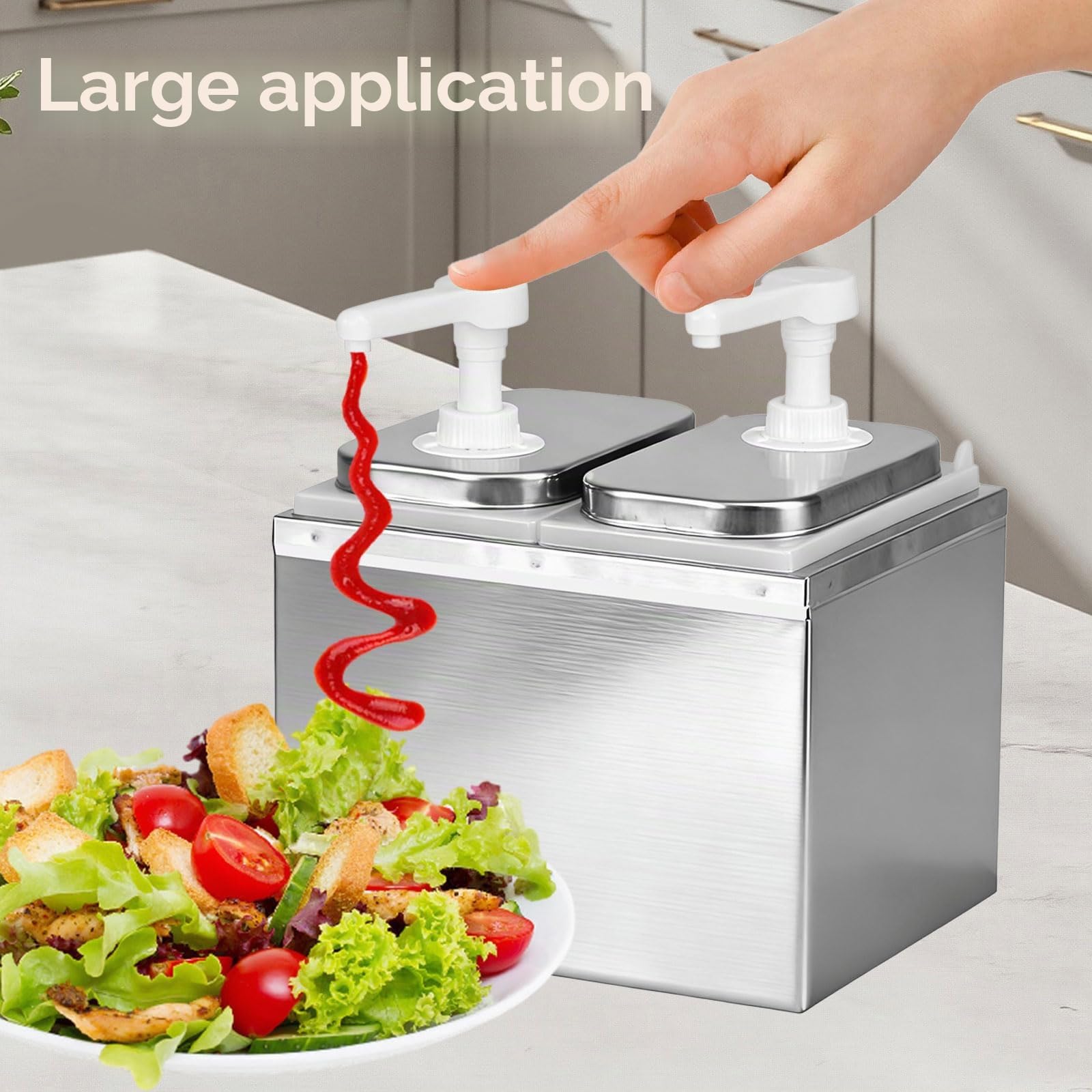 Distributeur de sauce ketchup de 4 l avec 4 pompes - Station de pompe à épices en acier inoxydable - Distributeur de sauce - Distributeur de sauce - Distributeur de sauce pour salade, confiture