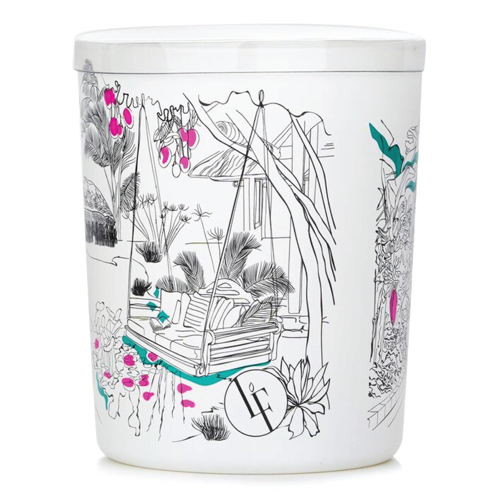 Scented candle Garden interior decorated glass, Bougie La Francaise 180g 40 hours Cotton wick Design Anais Vielfaure (Exotic Garden)