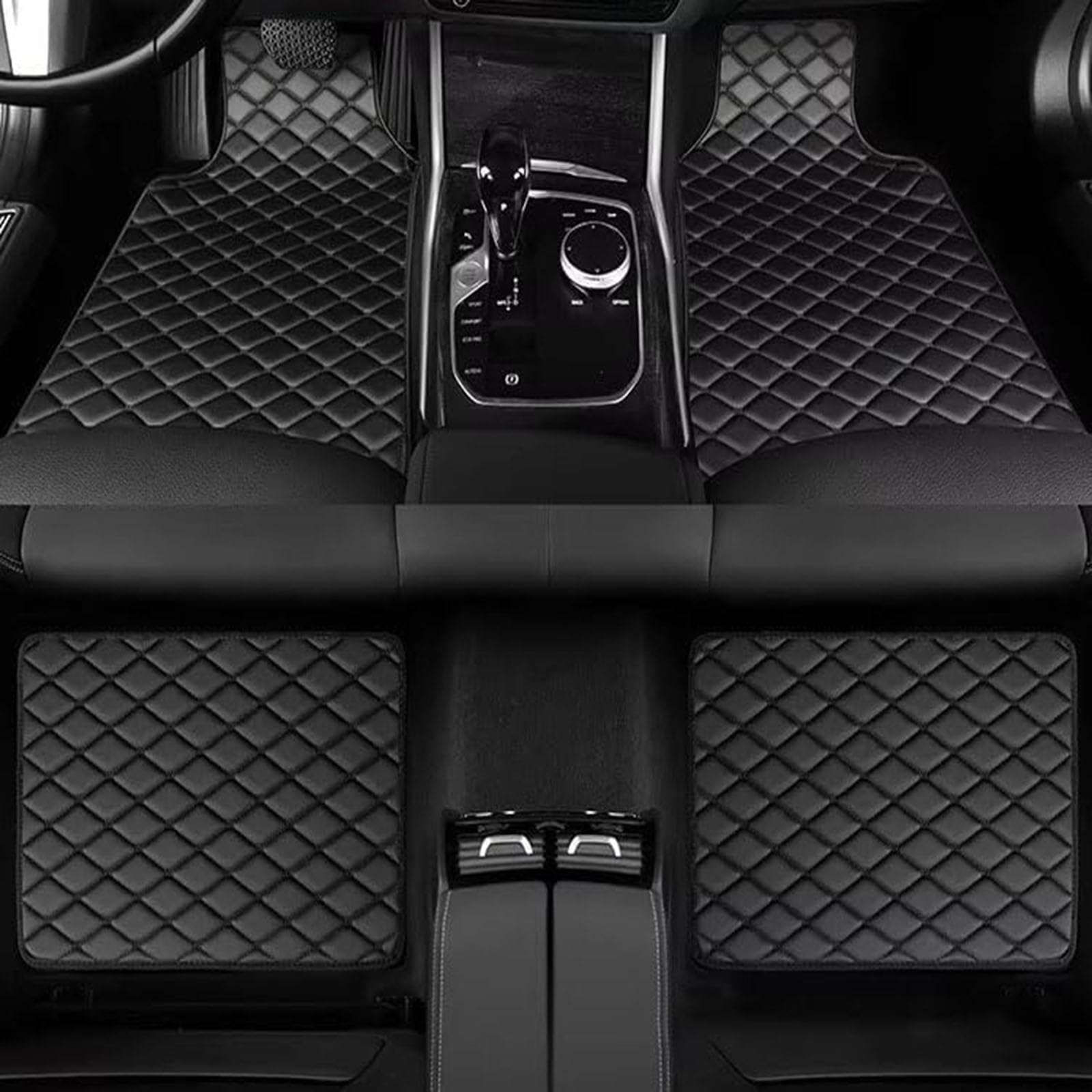 PWSVRDIQC Car Floor Mats for Lexus ES300H GS300, Luxury Leather Waterproof Car Carpets, Diamond Stitched All Weather Full Set Floor Liners,A