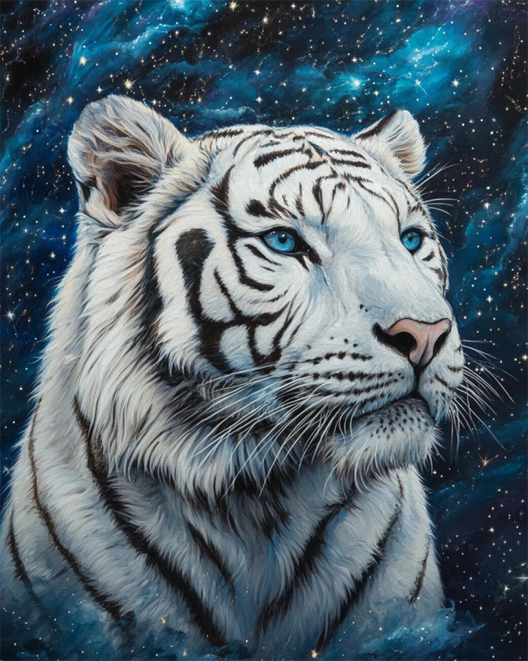 RKFLGEW DIY Embroidery Set Fantasy White Tiger 40x50cm