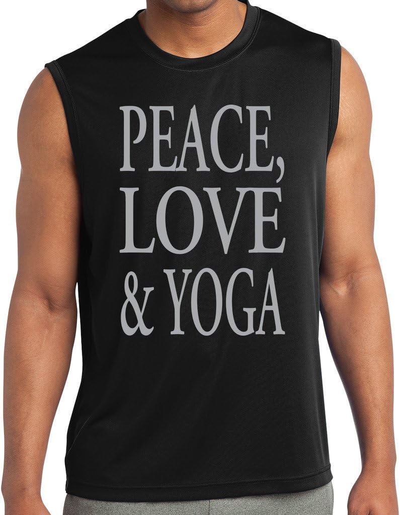 Yoga Clothing For You Mens Peace Love & Yoga Muscle Tee