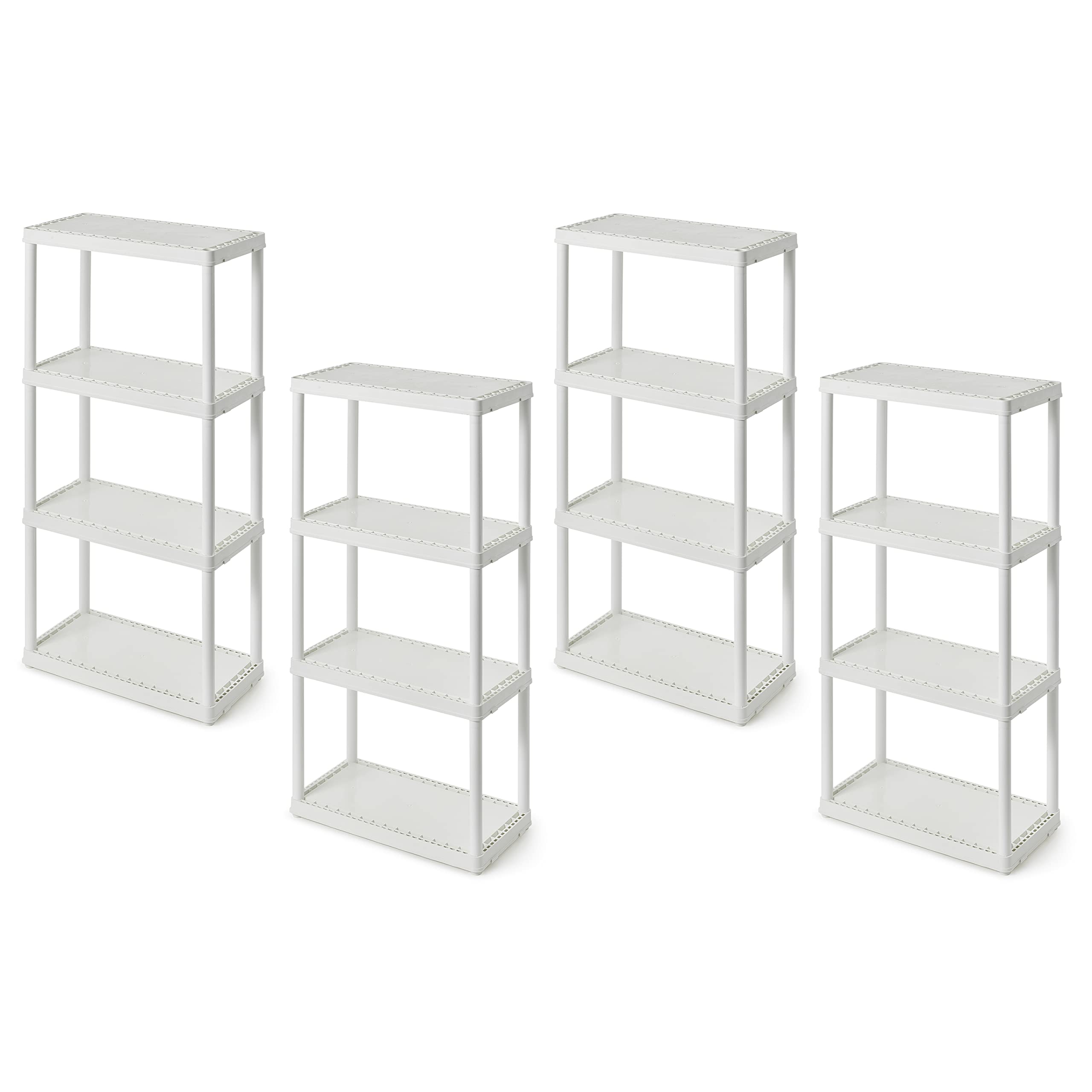 Gracious Living Estantería sólida de fácil montaje, color blanco (paquete de 4)