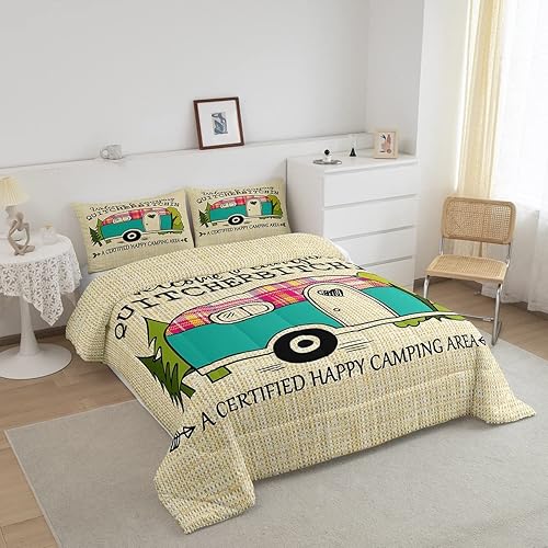 Miniatura 2 de Juego de ropa de cama para caravana, funda de edredón vintage para niños y niñas, juego de edredón de campamento de dibujos animados, funda de
