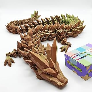 31.5in Large 3D Printed Dragon Bigger Fidget Animals Toys(Clay Hue) | boys toys，Giant Flexible Articulated Fidget Toy, Halloween Home Office Executive Desk Decor, Christmas 3D Print Toy
