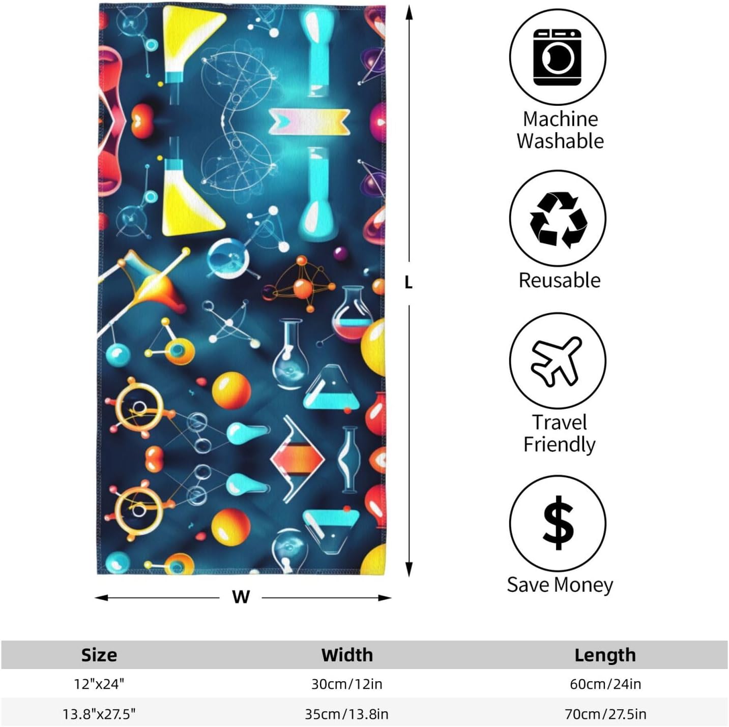 Abstract Science Chemistry Print Hand Towels for Kitchen, Decorative Bathroom Towels Decor Farmhouse Cute for Men Women Gifts