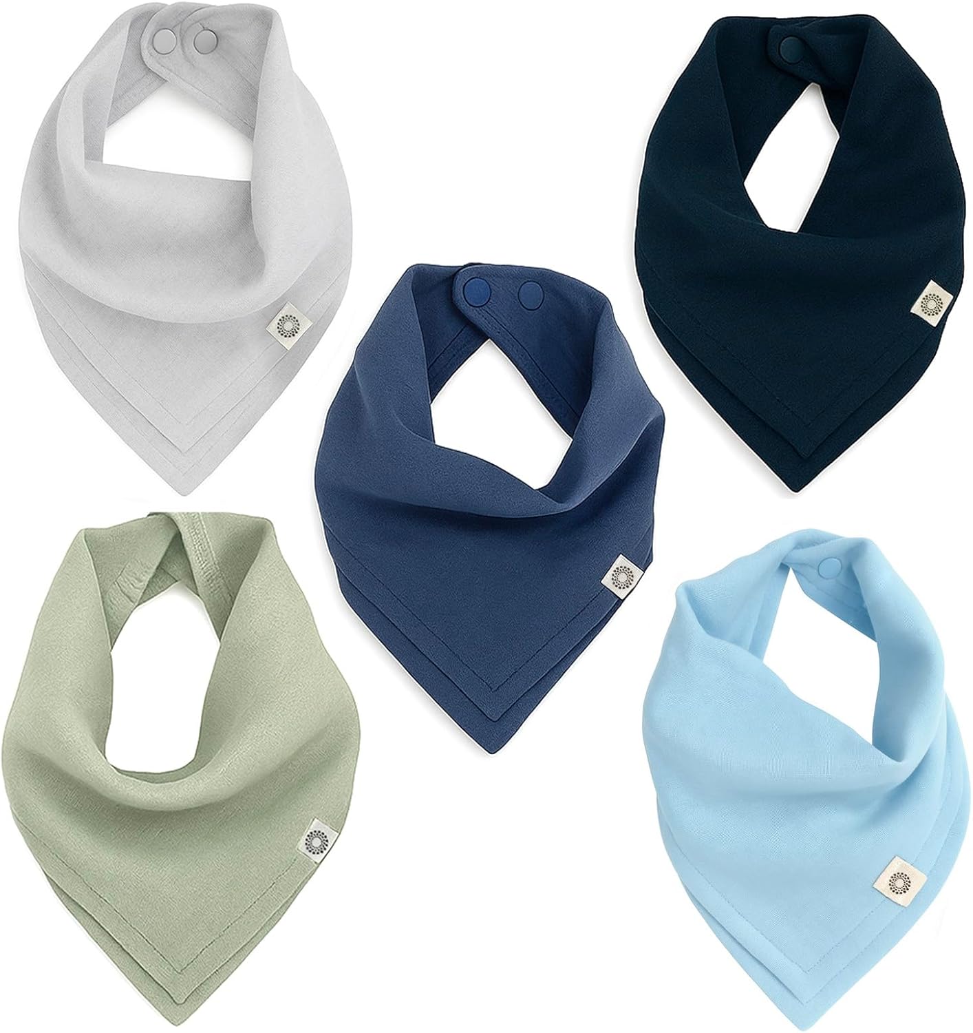 Kishu Baby Indi Organic Baby Bandana Bibs – Fairtrade 4-Way Reversible Drool Bibs for Boys & Girls – Unisex (Set of 5)