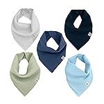 Kishu Baby Indi Organic Baby Bandana Bibs - Fairtrade 4-Way Reversible Drool Bibs for Boys & Girls - Unisex (Set of 5) (Pacifica)