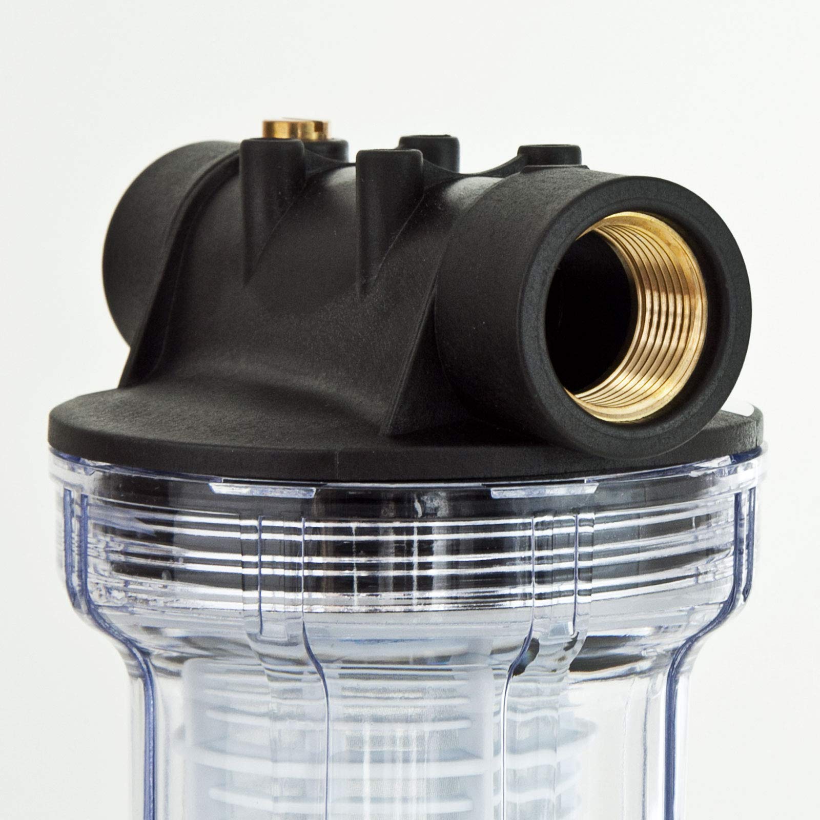 Grafner Vorfilter für Hauswasserwerke und Gartenpumpen, mit Filtereinsatz, lange Ausführung, 1“ IG und 2x 1“ AG Adapter, 5,5 bar, 6000 l/h, Filter Pumpe