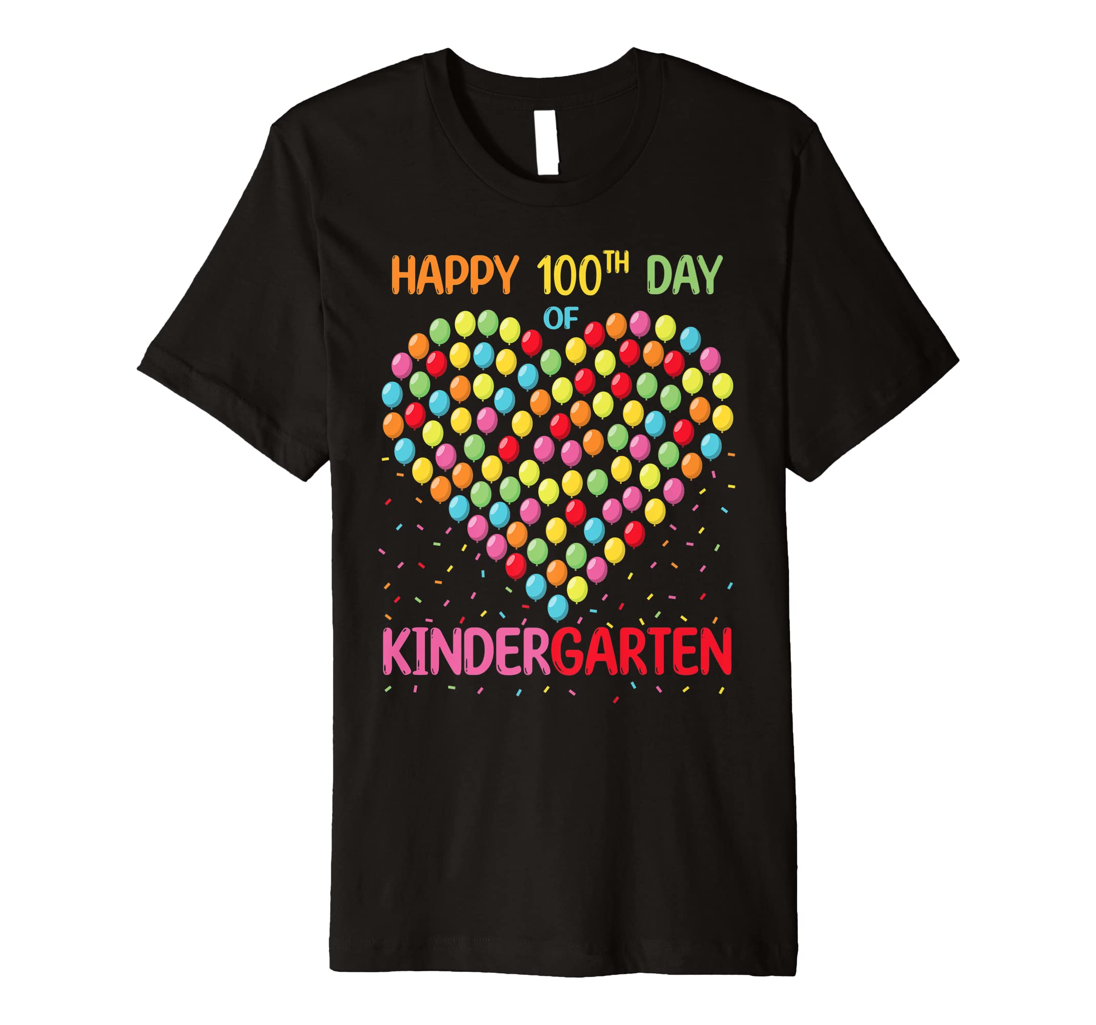 Cute Heart 100 Balloons Happy 100th Day School Kindergarten Premium T-Shirt