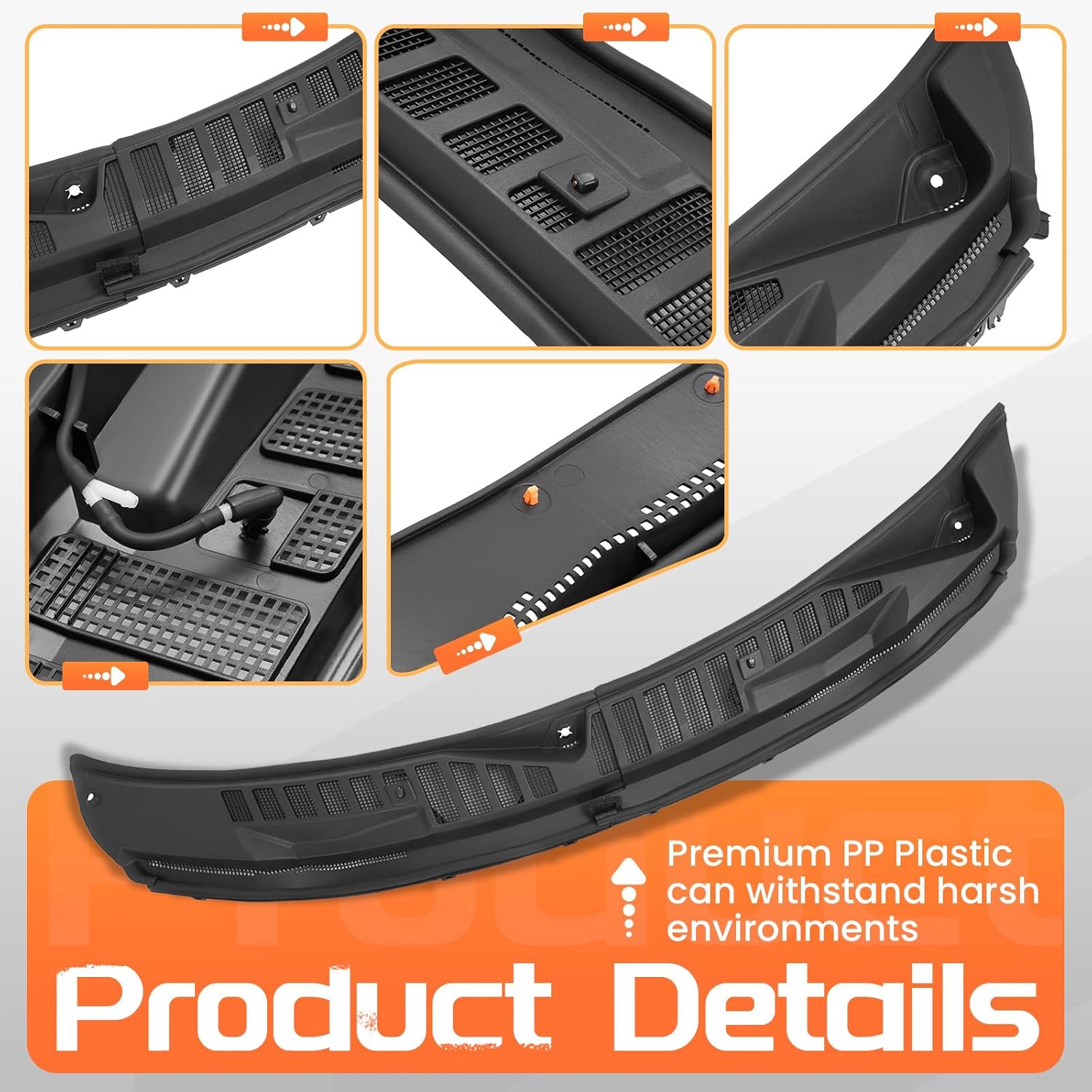 Windshield Wiper Cowl Panel Grille Compatible with 2017-2022 Ford F-250 F-350 F-450 F-550 Super Duty Replacement for HC3Z-25022A69-AC HC3Z-25022A68-AB Front Window Cover Insert Panel Left&Right