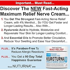 Neuropathy Nerve Relief Cream - Premium Nerve Cream 3X Action for Targeted Relief and Soothing Nerve Comfort - Maximum Strength with 4% Menthol Arnica MSM for Feet Hands Legs Toes & Back - Large 4 Oz