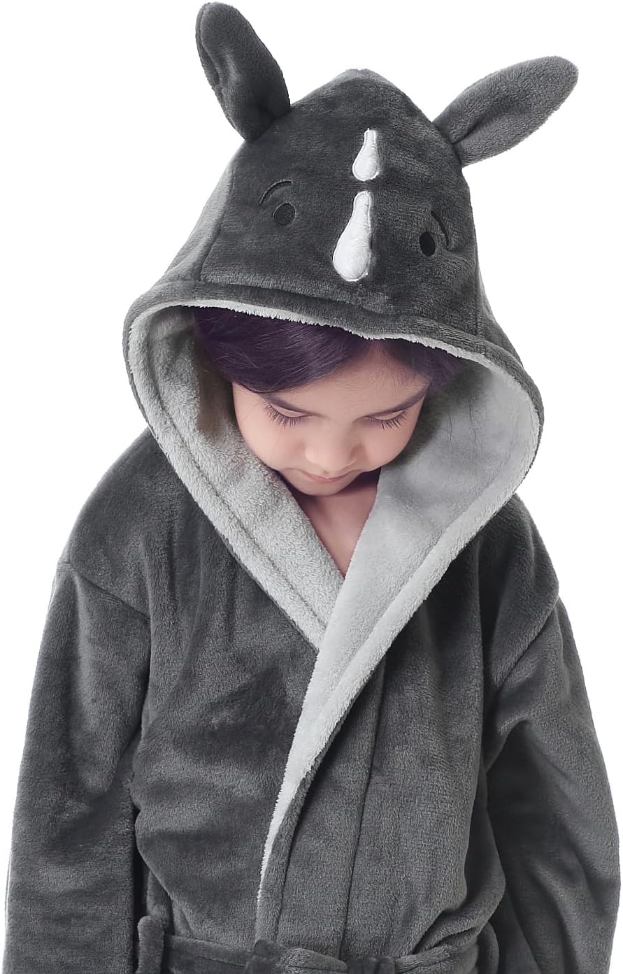 Hooded Herringbone Boy's Fleece Soft Spa Kimono Long Robe, Kids Comfy Sleepwear Bathrobe - Image 4