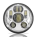 SUNPIE 5-3/4 5.75 inch Silver Aluminum Metal Head light Compatible with Sportster, Compatible with H_arley Motorcycles XL883/XL1200 Glide Deuce Street 500/Street 750