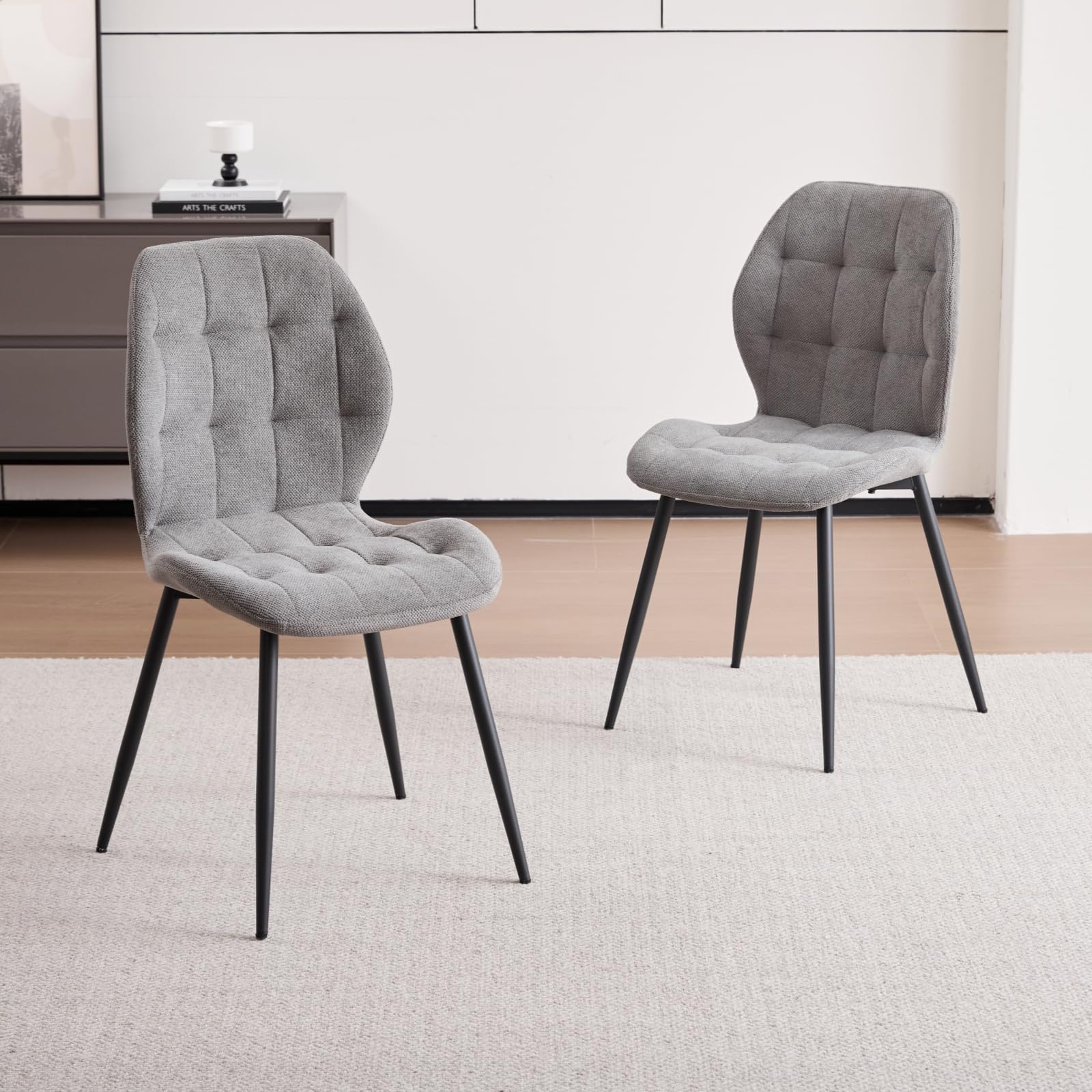 Conjunto de Mesa y Sillas de Comedor: Mesa Rectangular de 140 cm y 4 Sillas Tapizadas, Ideal para Comedor, Cocina y Salón - Color Claro + Gris Oscuro