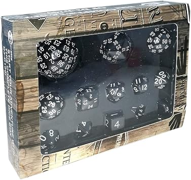Bescon Complete Polyhedral Dice Set 13pcs D3-D100, 100 Sides Dice Set Opaque Black