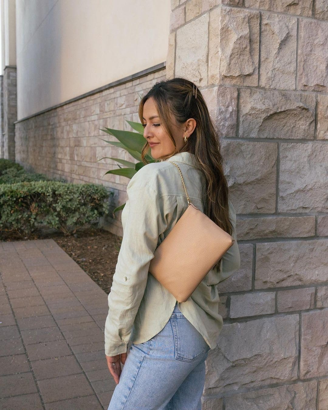 Dasein Italian Genuine Leather Handbag for Women Clutch Evening Bag Gold Chain Strap Shoulder Bag Crossbody Purse - Image 2