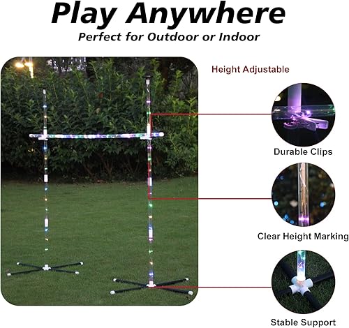 Miniatura 2 de OUTTOY Juegos de patio al aire libre para adultos y familia, juego de limbo 2 en 1, juego de discos voladores con luz, adecuado para patios