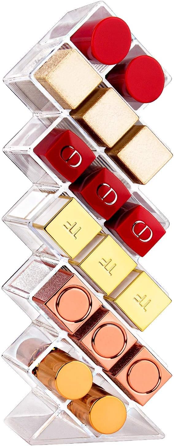 Lipstick Holder 16 Spaces Acrylic Stackable Fish Shape Lipstick Tower Lip-Gloss Storage Stand, Perfect for Lipgloss Organizers Makeup Vanity Display, Clear-image-42