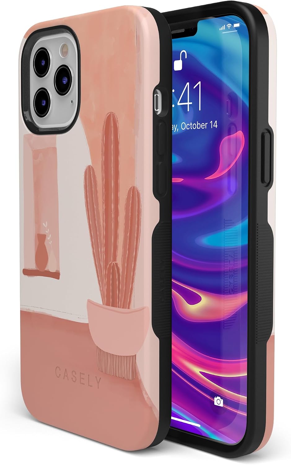 Casely iPhone 11 Pro Max Case | Desert Daze | Peachy Cactus | Bold Protective Design