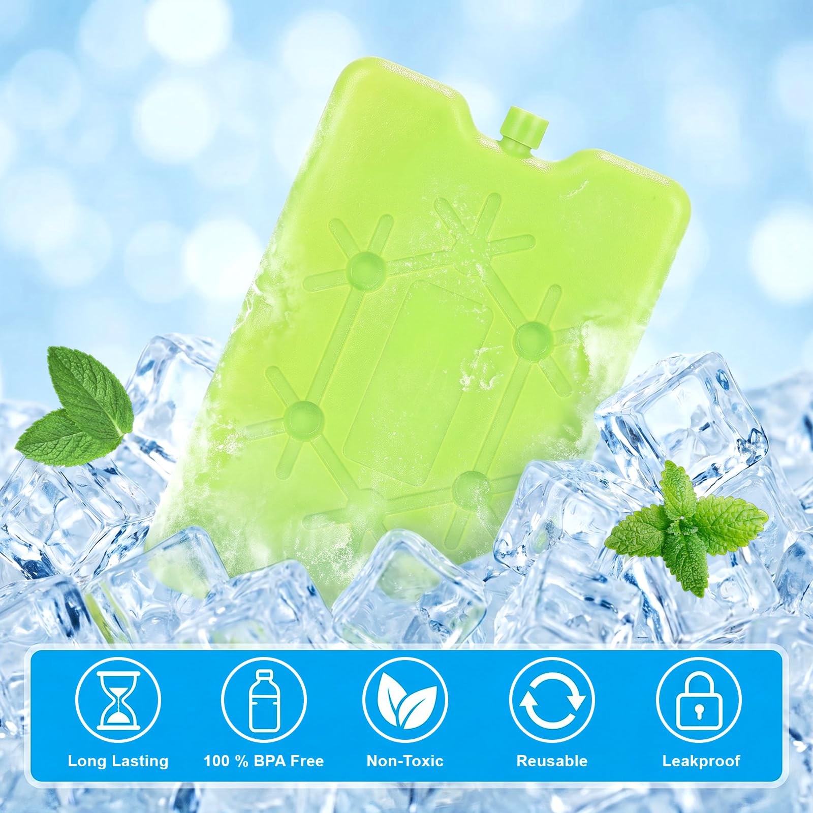 Mattonelle Refrigeranti per Borsa Frigo Portatili, 3 PCS Ghiaccio per Borsa Termica 200 Ml, Elementi Refrigeranti per Borsa Termica, Riutilizzabili Tavolette di Ghiaccio per Lavoro Picnic Campeggio