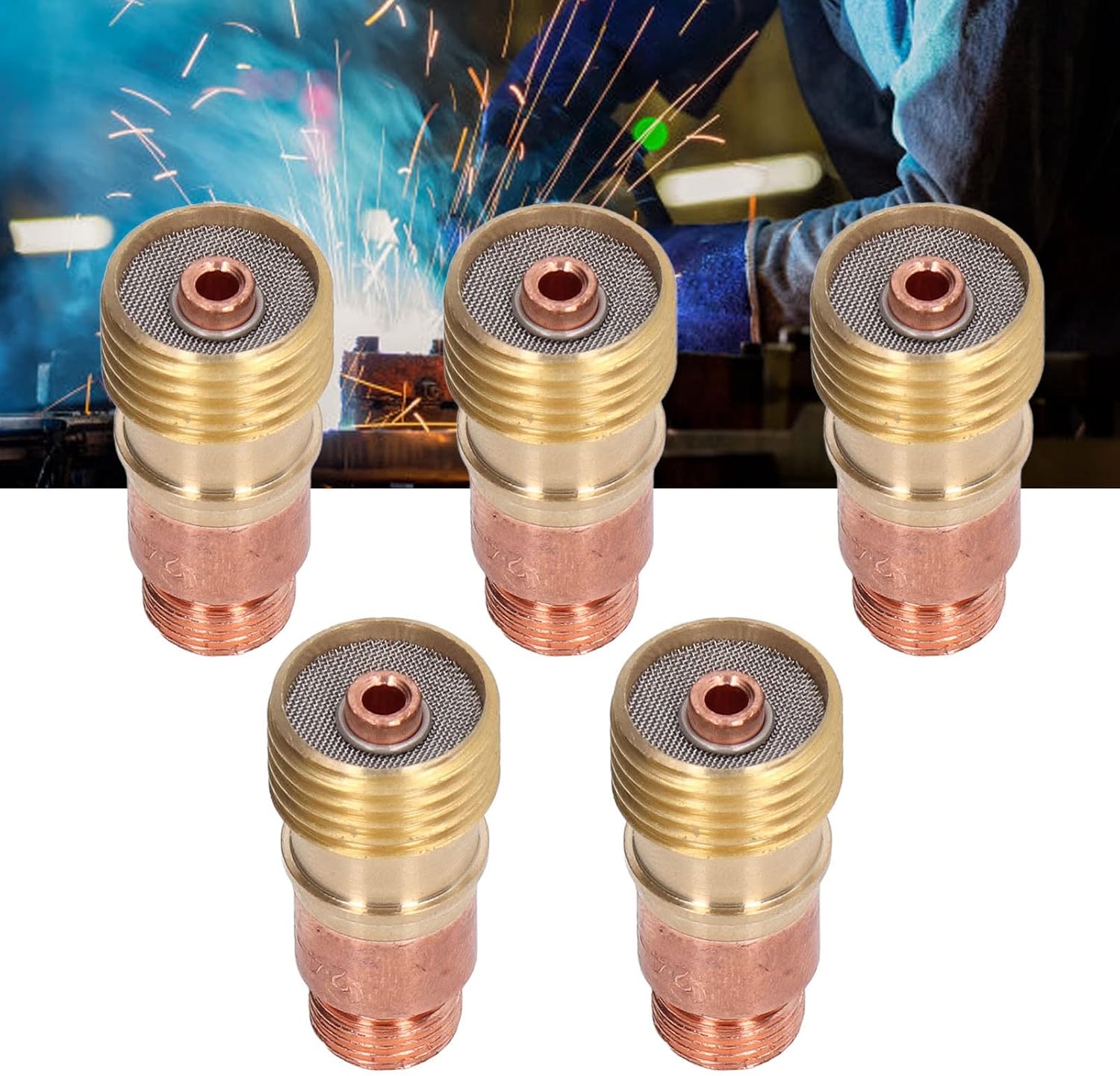 5PCS 3/32 Inch Gas Lens Collet Body & Connector Set for Welding Torch Replacement Compatible with WP17 WP18 WP26